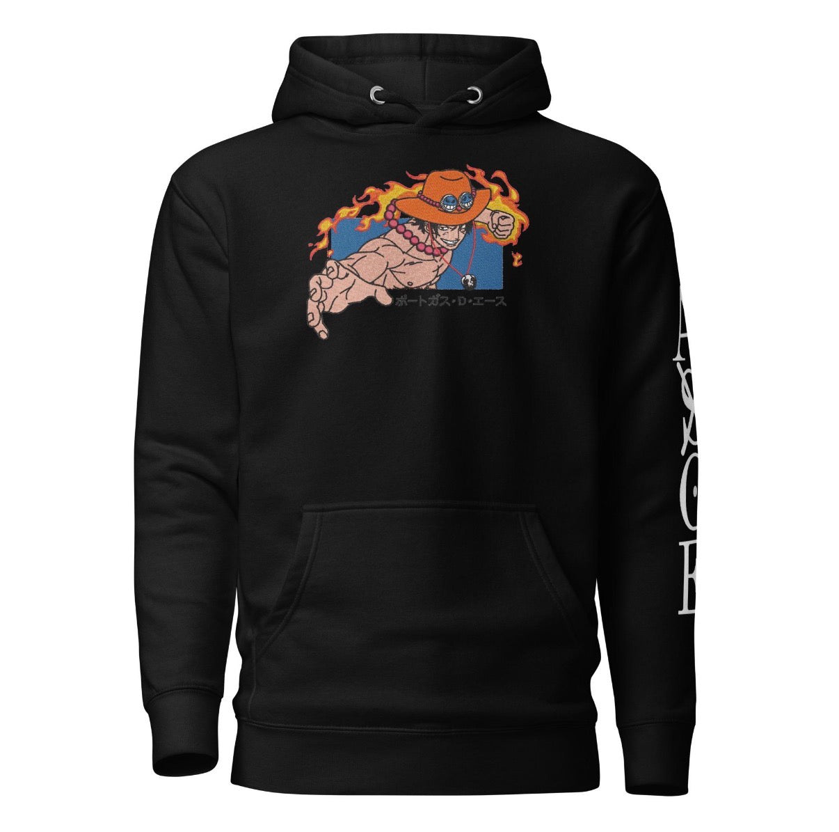One Piece Portgas D. Ace Fire Fist Embroidered Hoodie – Anime Streetwear Sweatshirt