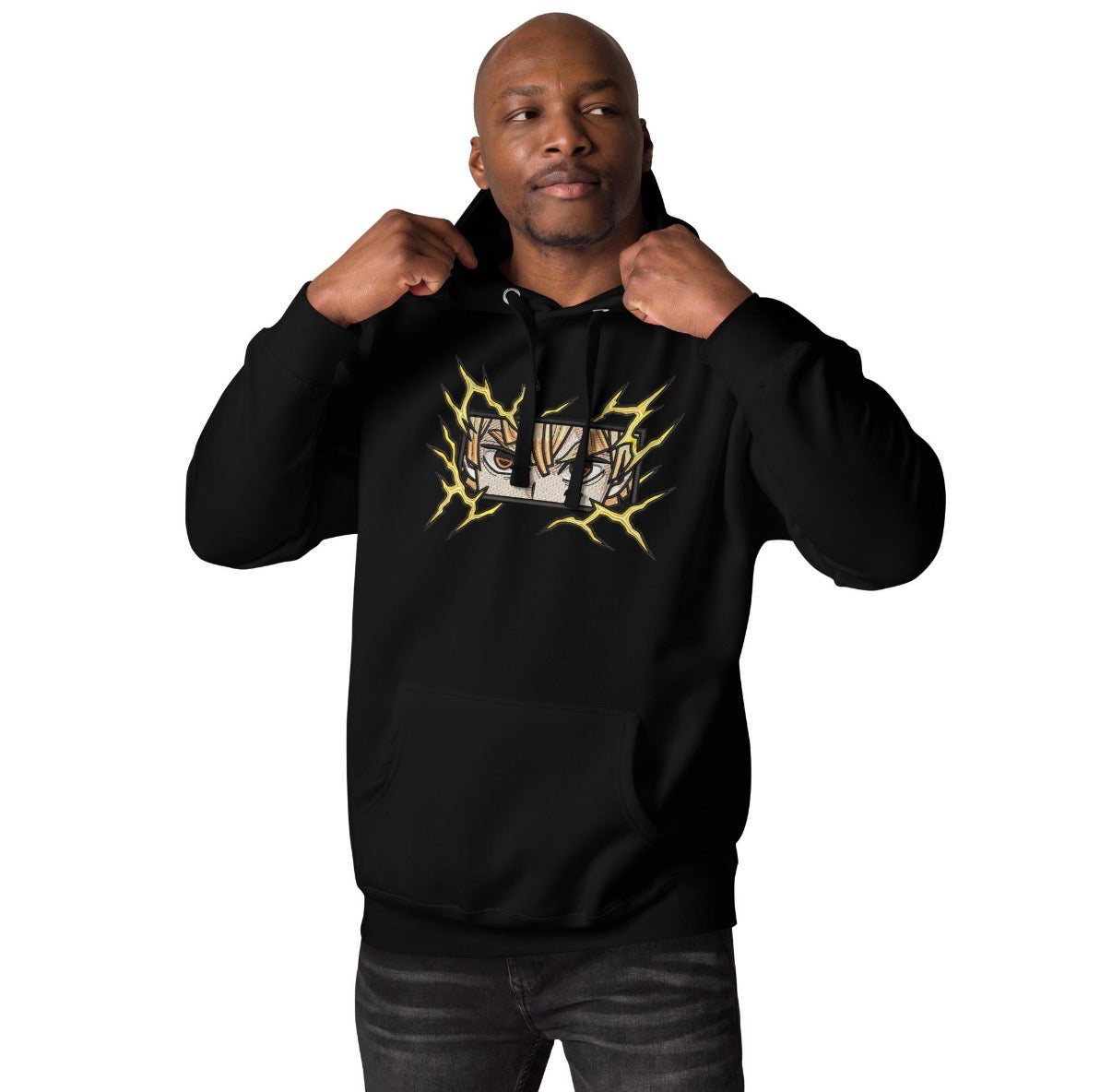 Zenitsu Lightning Eyes Hoodie – Demon Slayer Anime Streetwear Sweatshirt
